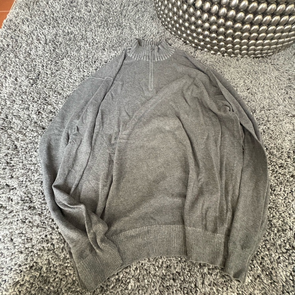 Pronto Uomo Gray Zip Up Sweater Soft Knit Casual